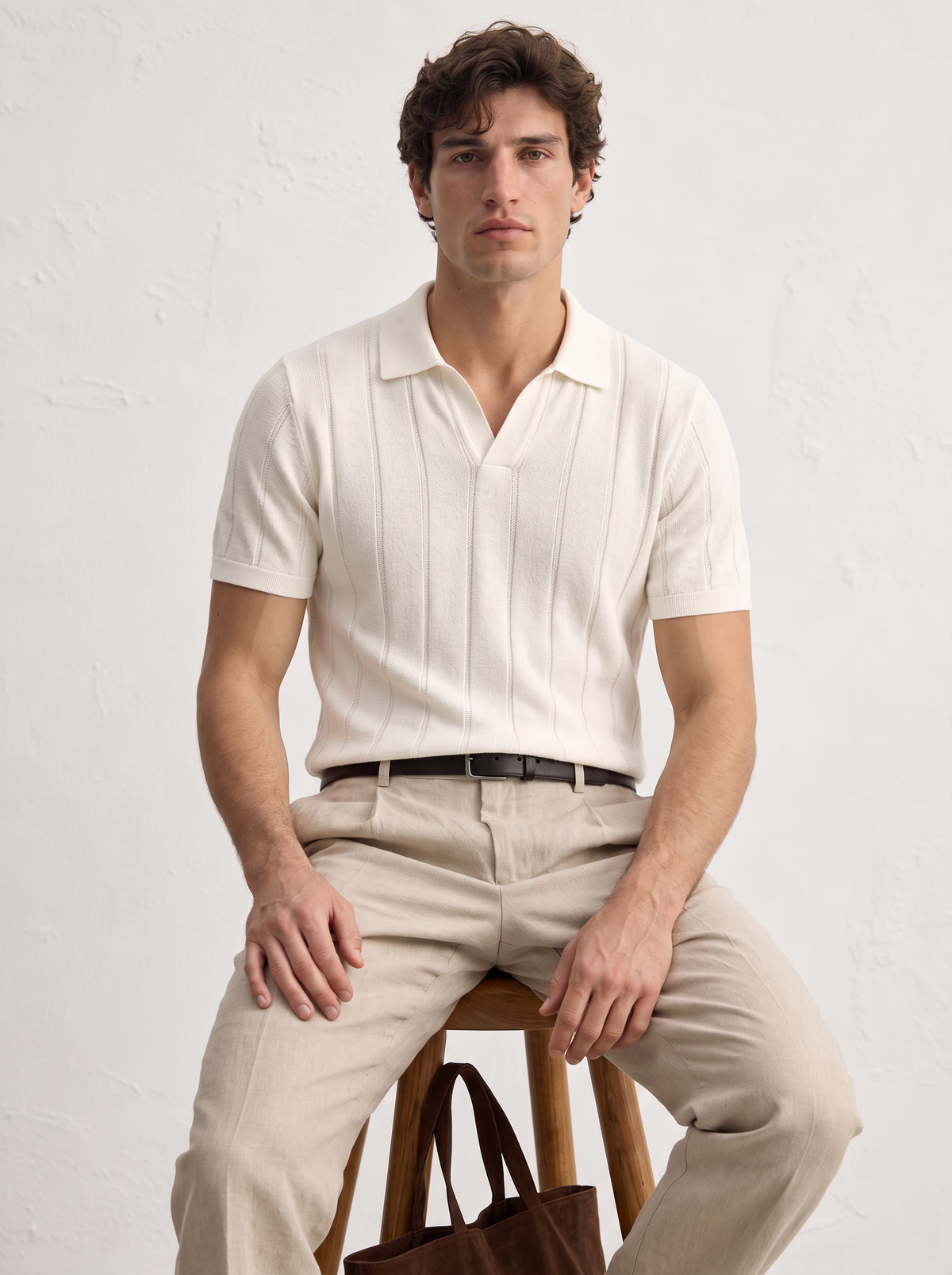 Textured Polo - Off White