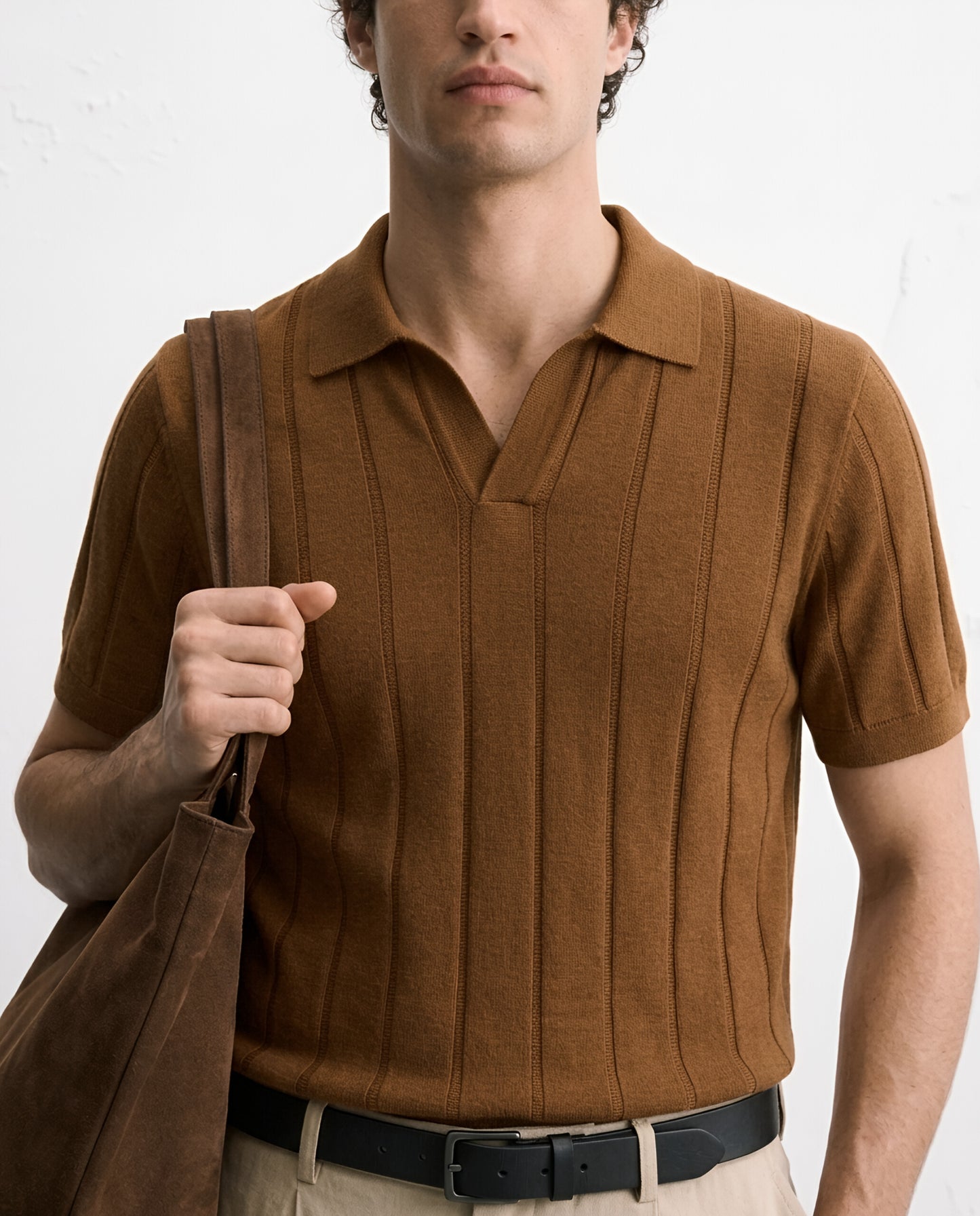 TEXTURED POLO – TOBACCO BROWN