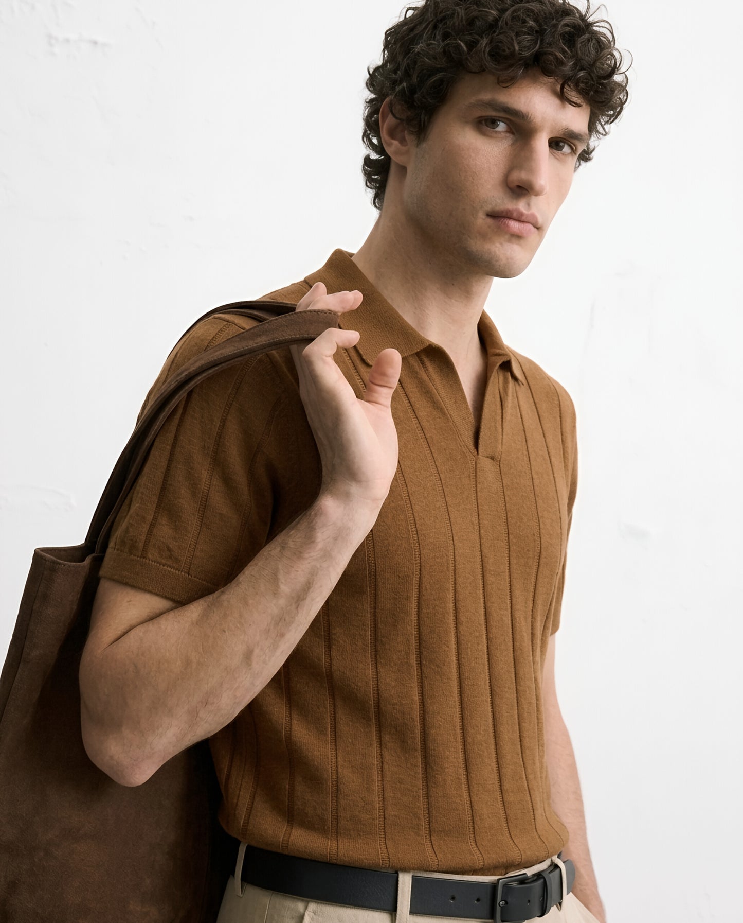 TEXTURED POLO – TOBACCO BROWN