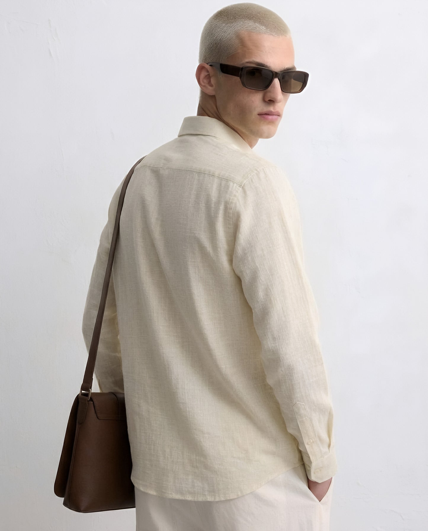 LUXE COTTON LINEN SHIRT - OFF WHITE