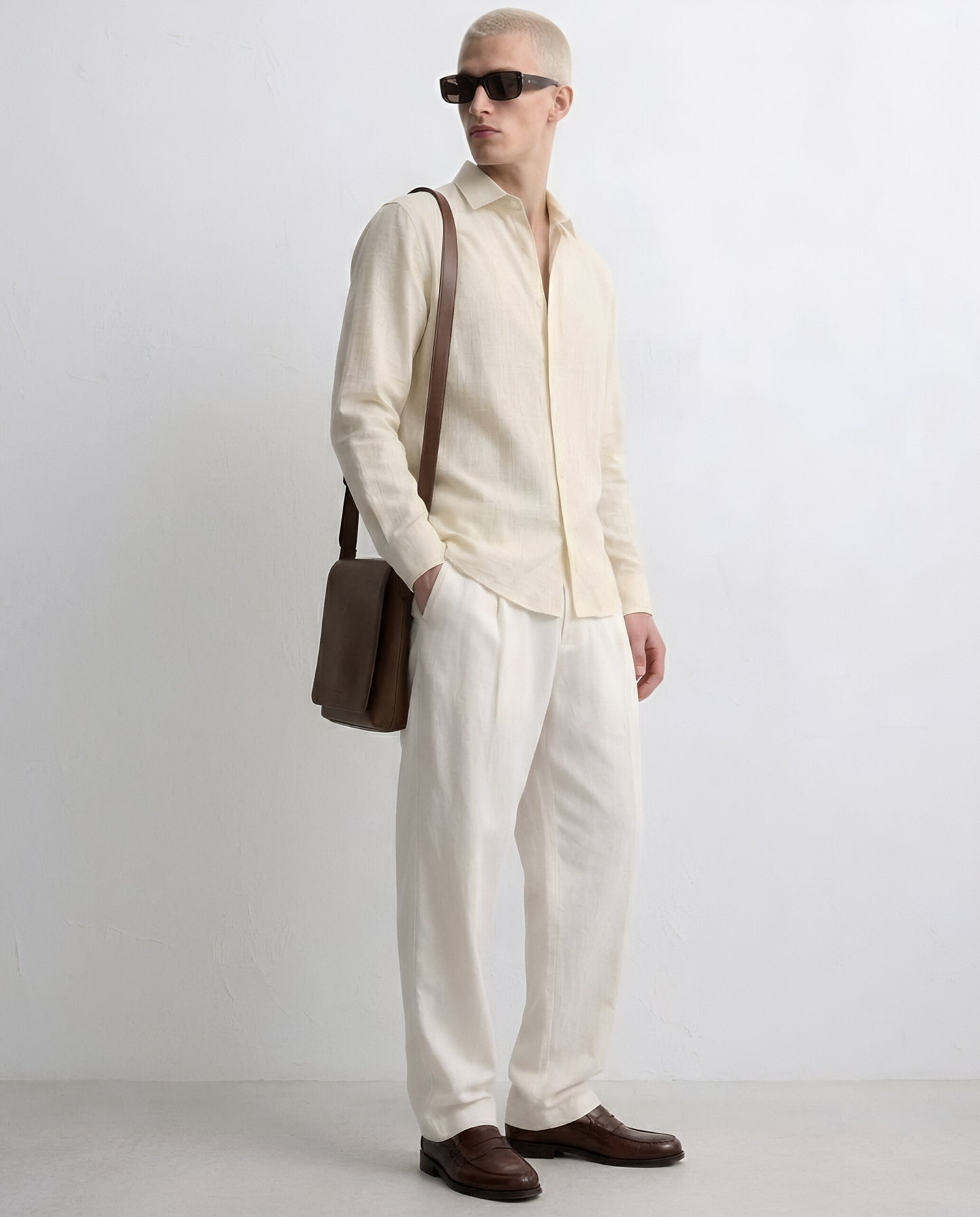 LUXE COTTON LINEN SHIRT - OFF WHITE