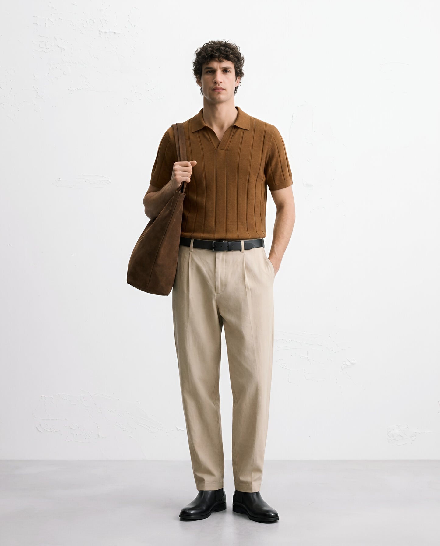 TEXTURED POLO – TOBACCO BROWN