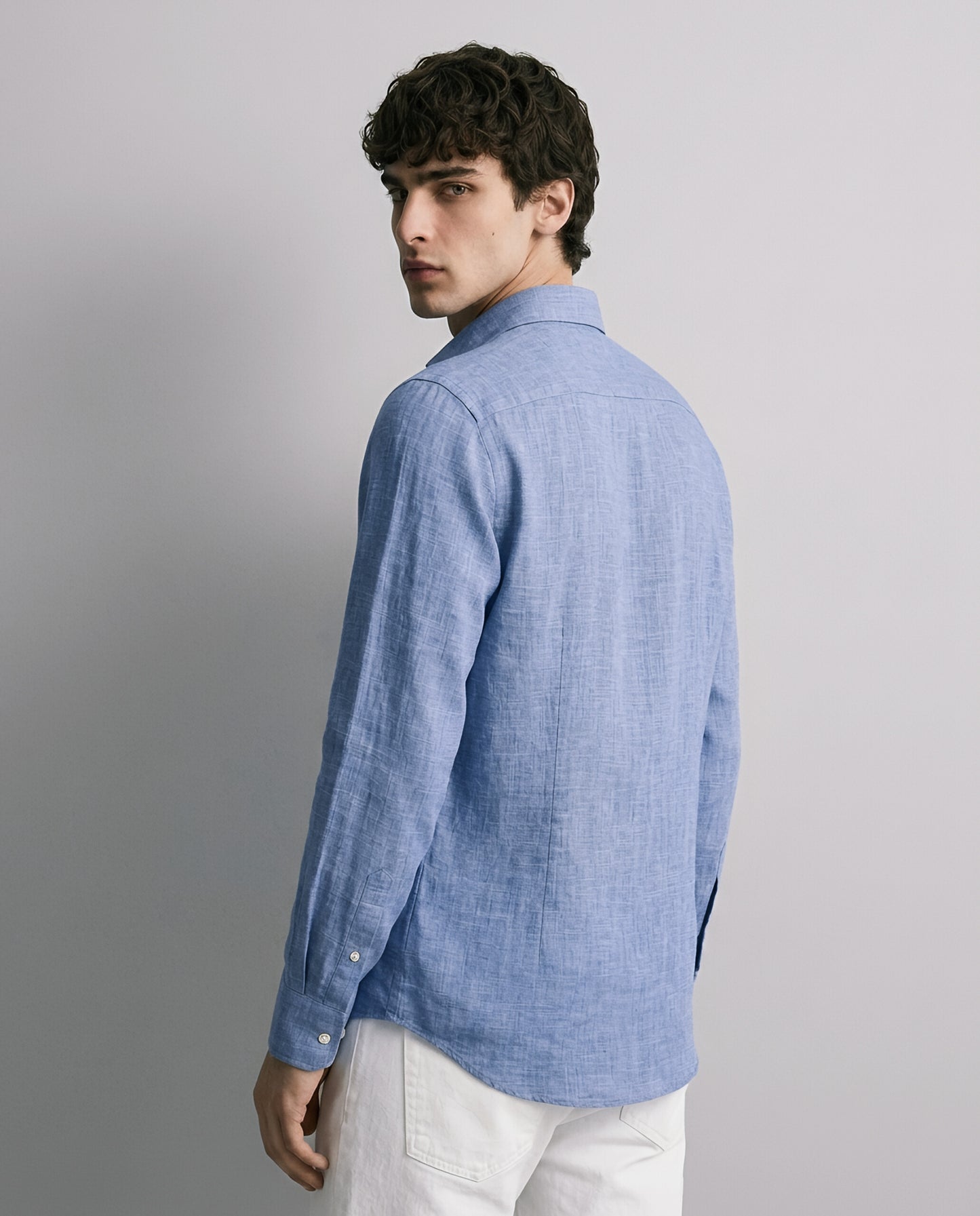 LUXE COTTON LINEN SHIRT - MIDNIGHT BLUE