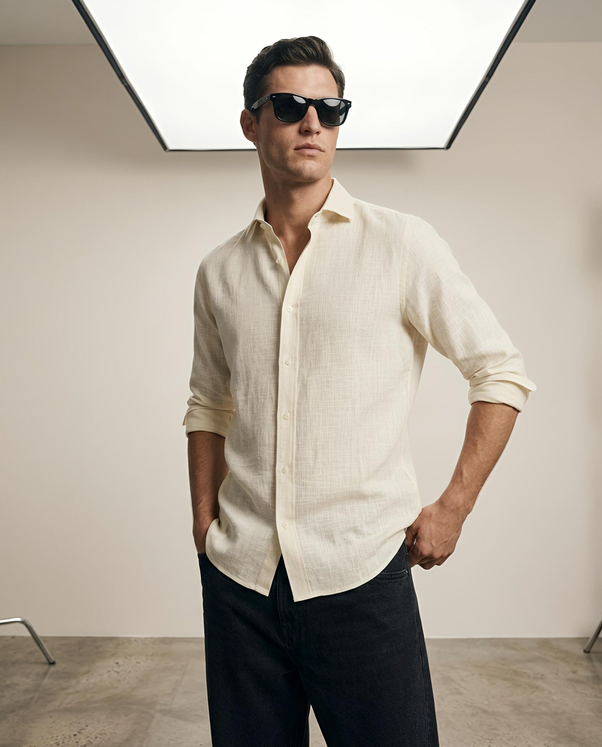 VAREK LUXE COTTON LINEN SHIRTS - OFF WHITE