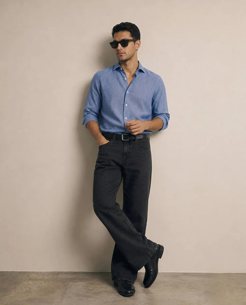 VAREK LUXE COTTON LINEN SHIRTS - MIDNIGHT BLUE Varek