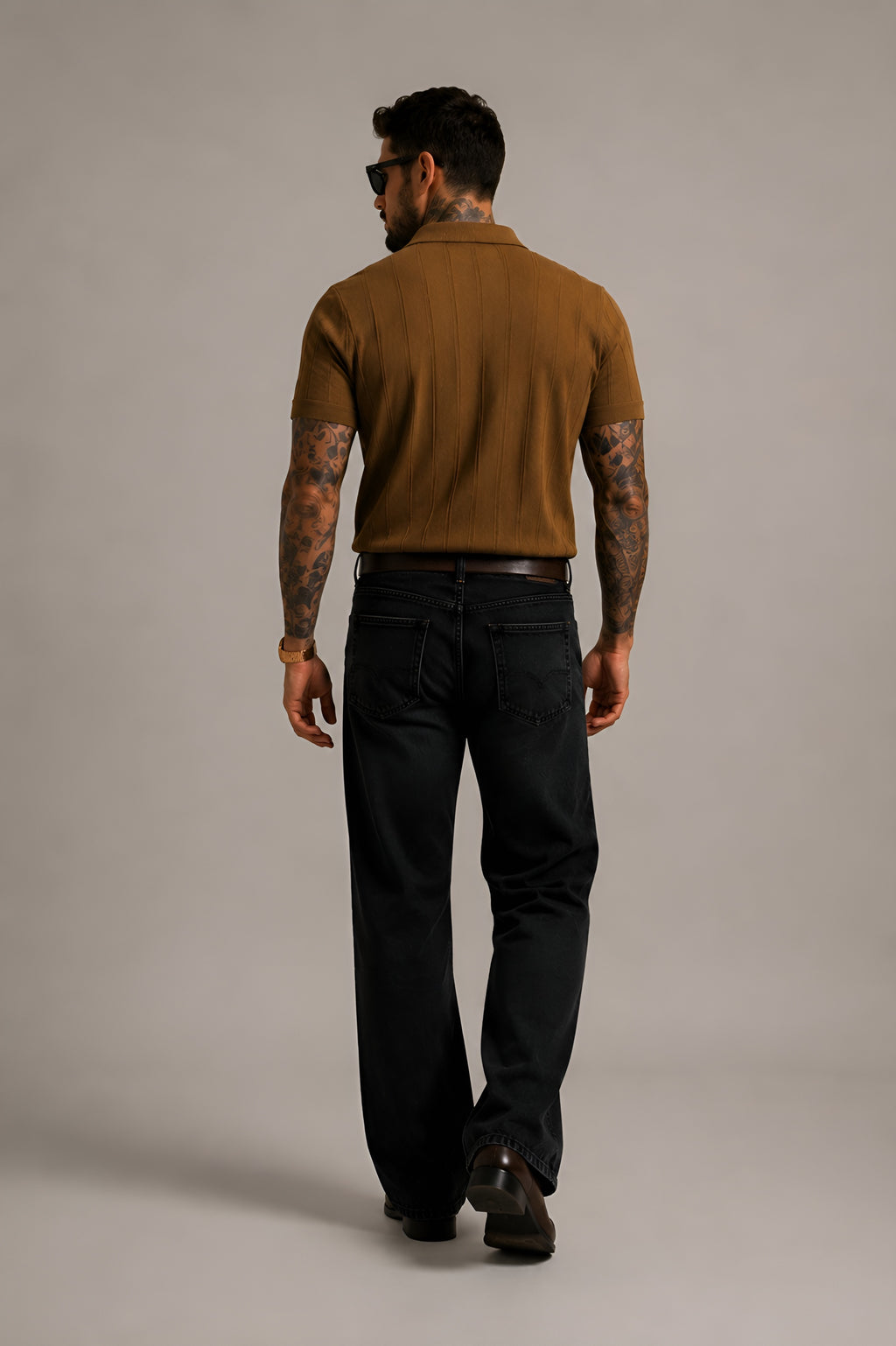 OLD MONEY TEXTURED POLO – TOBACCO BROWN