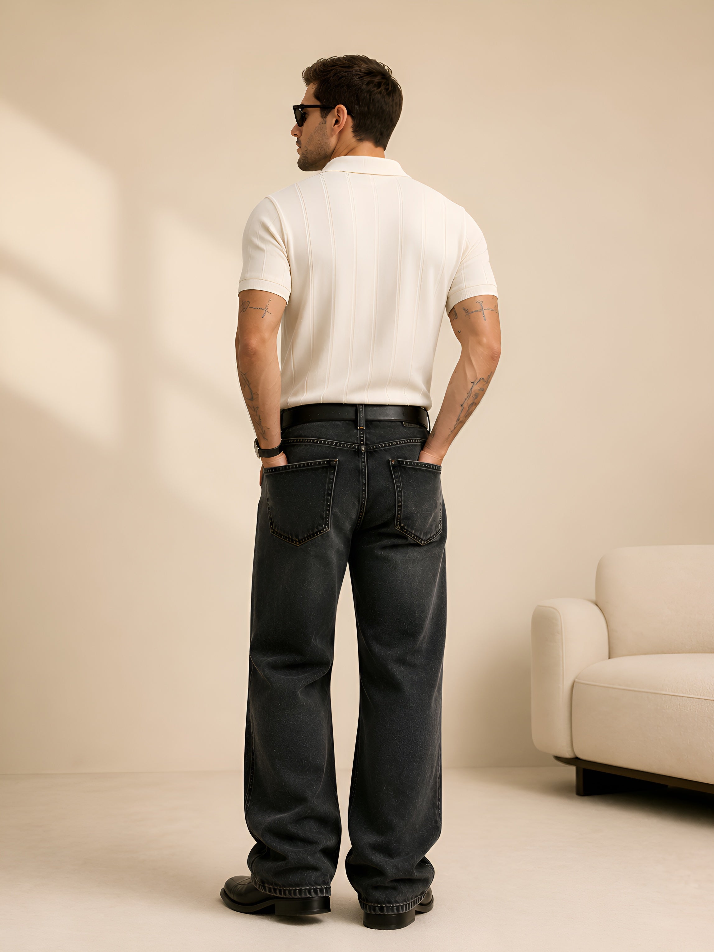 OLD MONEY TEXTURED POLO – OFF WHITE