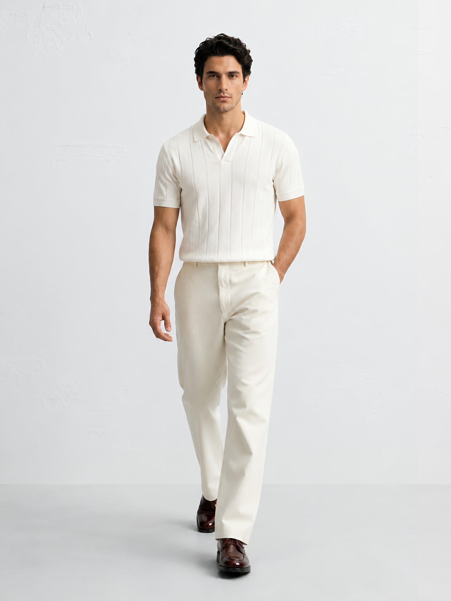 TEXTURED POLO – OFF WHITE