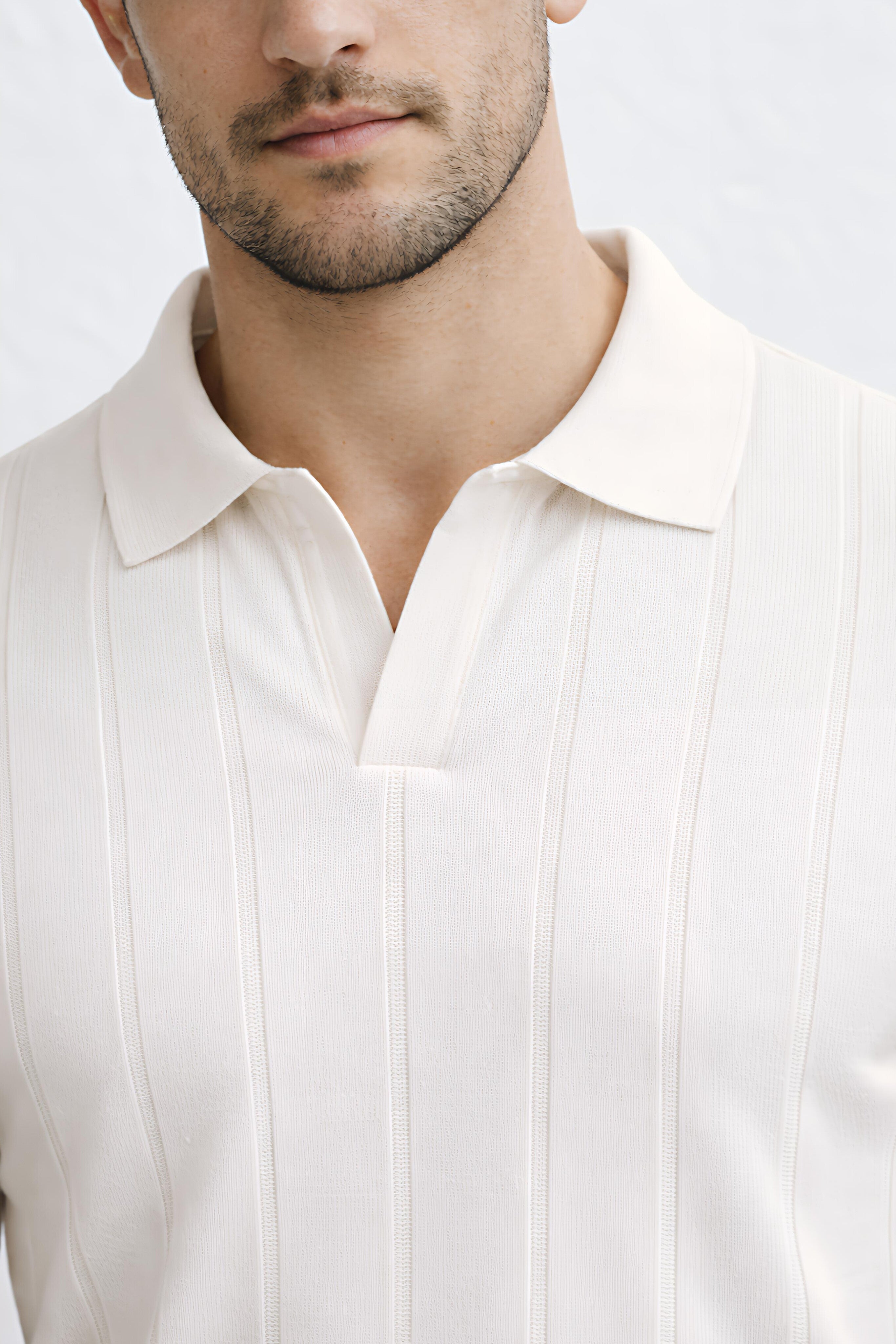 OLD MONEY TEXTURED POLO – OFF WHITE