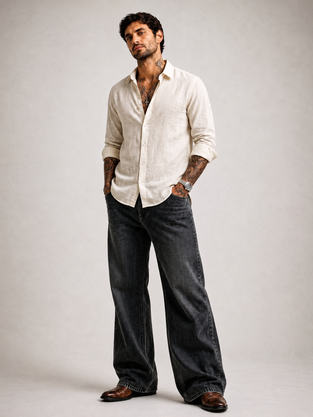 VAREK LUXE COTTON LINEN SHIRTS - OFF WHITE