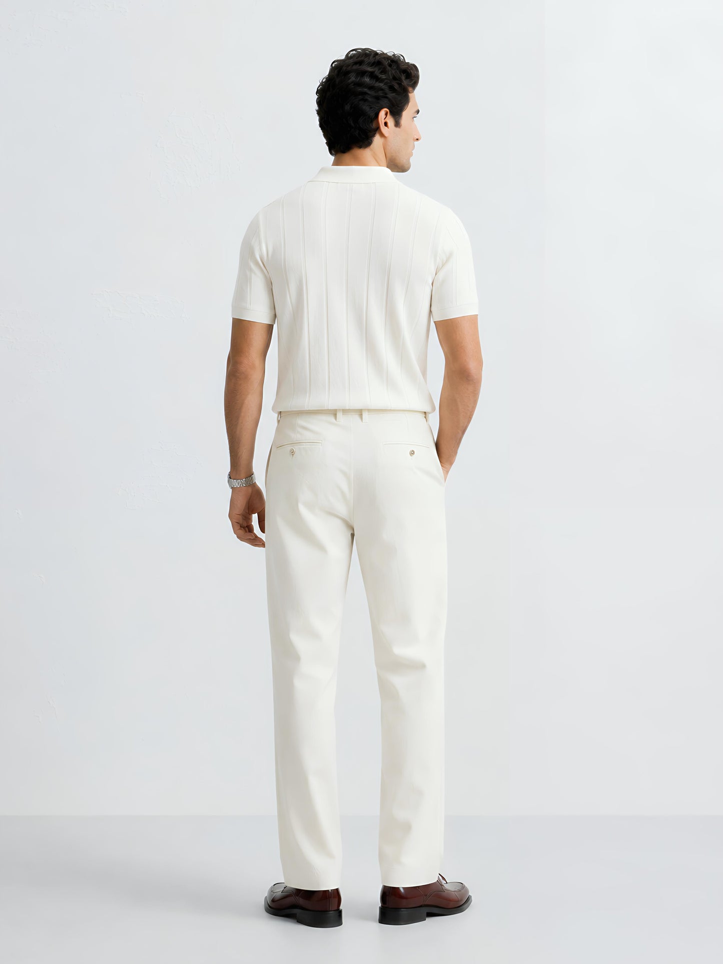 TEXTURED POLO – OFF WHITE