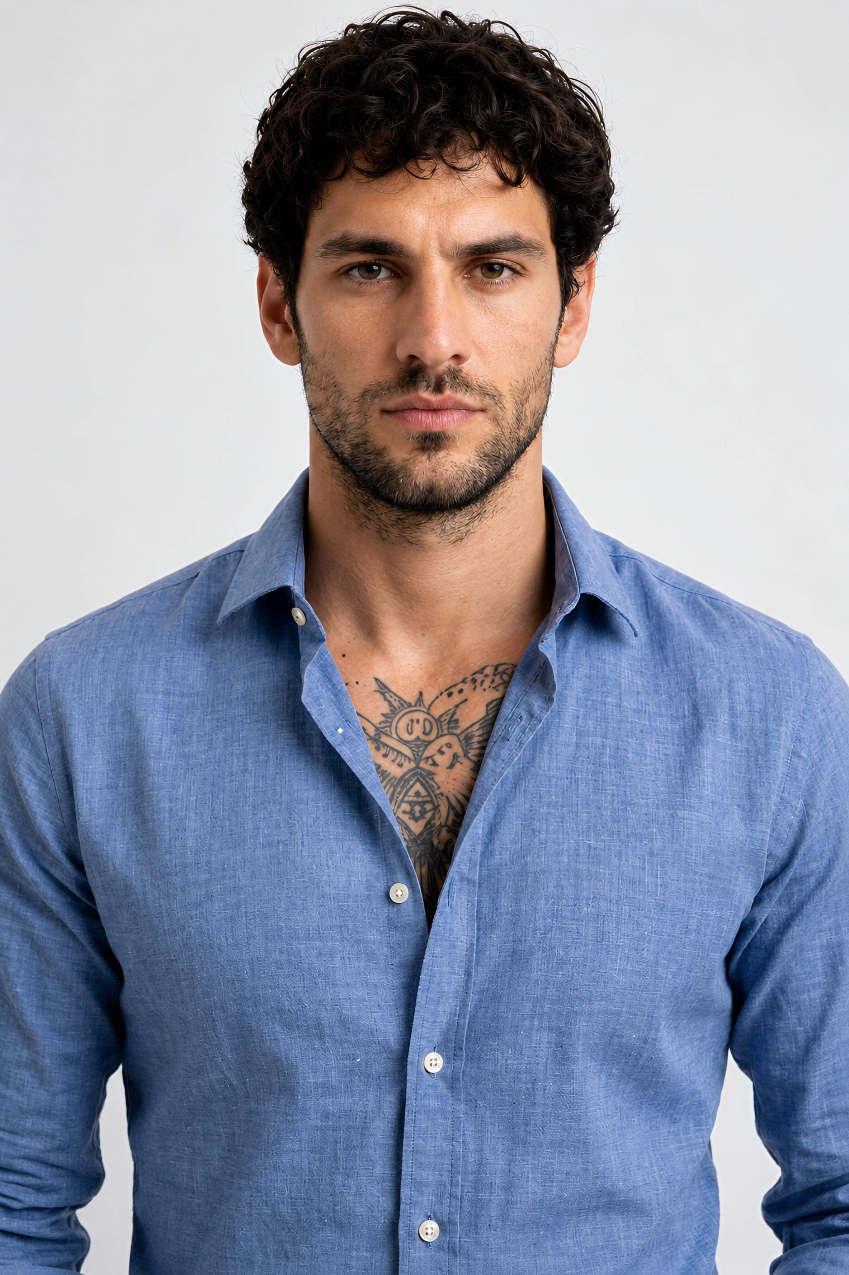 VAREK LUXE COTTON LINEN SHIRTS - MIDNIGHT BLUE