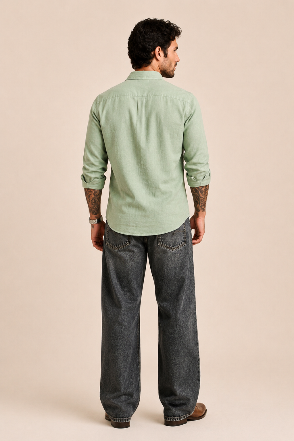 VAREK LUXE COTTON LINEN SHIRTS - OLIVE GREEN