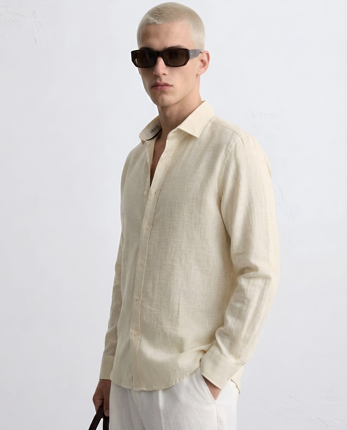 LUXE COTTON LINEN SHIRT - OFF WHITE