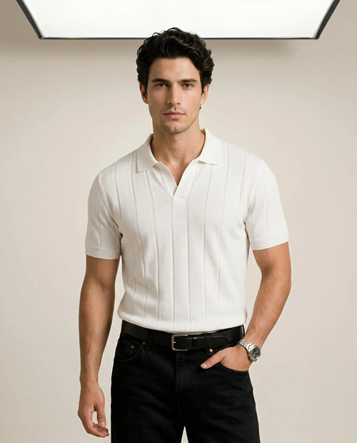 OLD MONEY TEXTURED POLO – OFF WHITE Varek