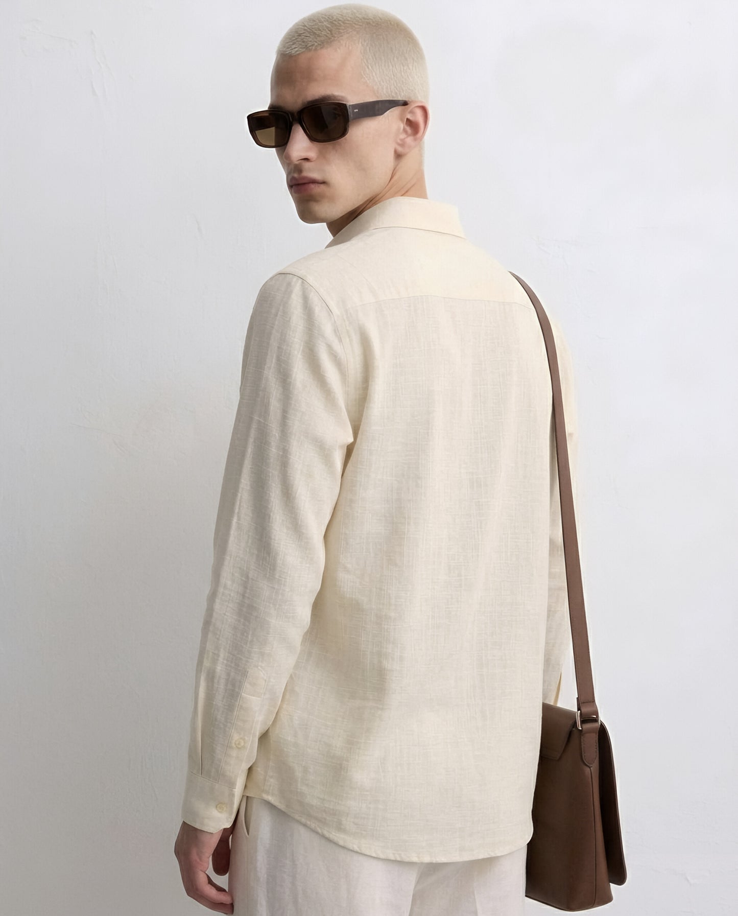 LUXE COTTON LINEN SHIRT - OFF WHITE