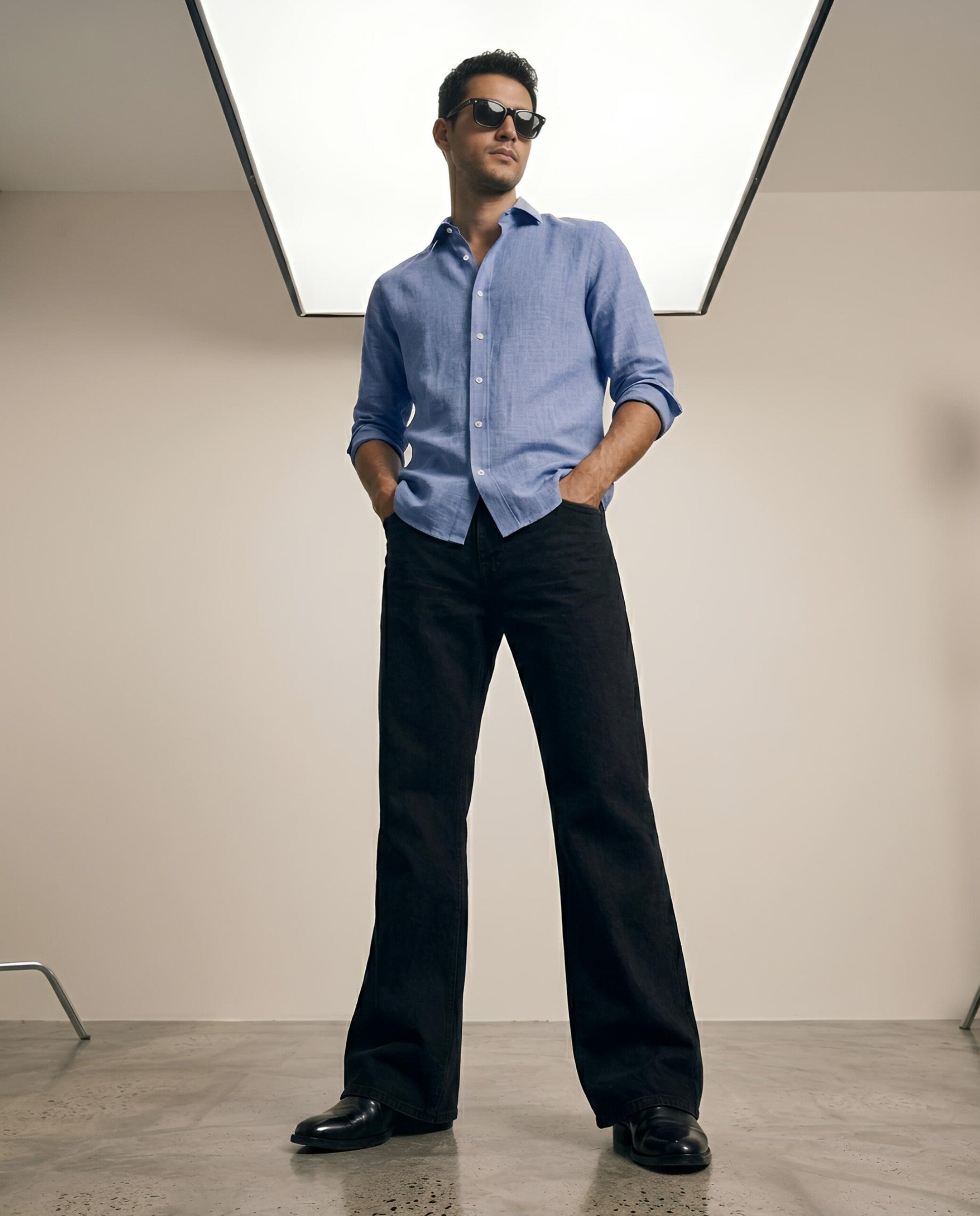 VAREK LUXE COTTON LINEN SHIRTS - MIDNIGHT BLUE