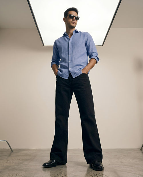 VAREK LUXE COTTON LINEN SHIRTS - MIDNIGHT BLUE