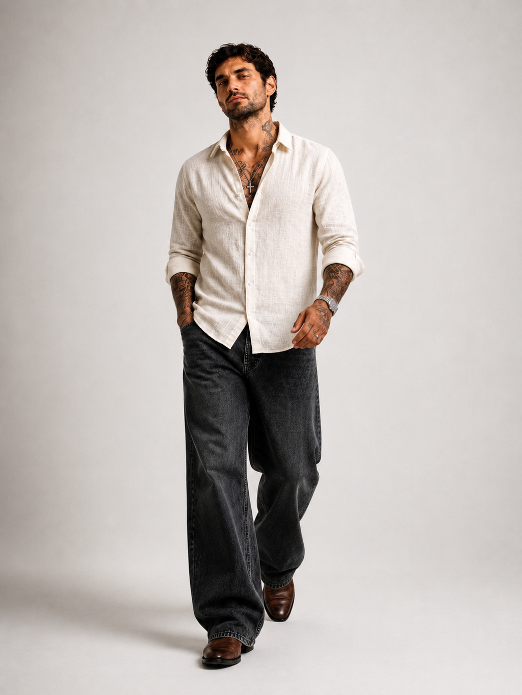VAREK LUXE COTTON LINEN SHIRTS - OFF WHITE