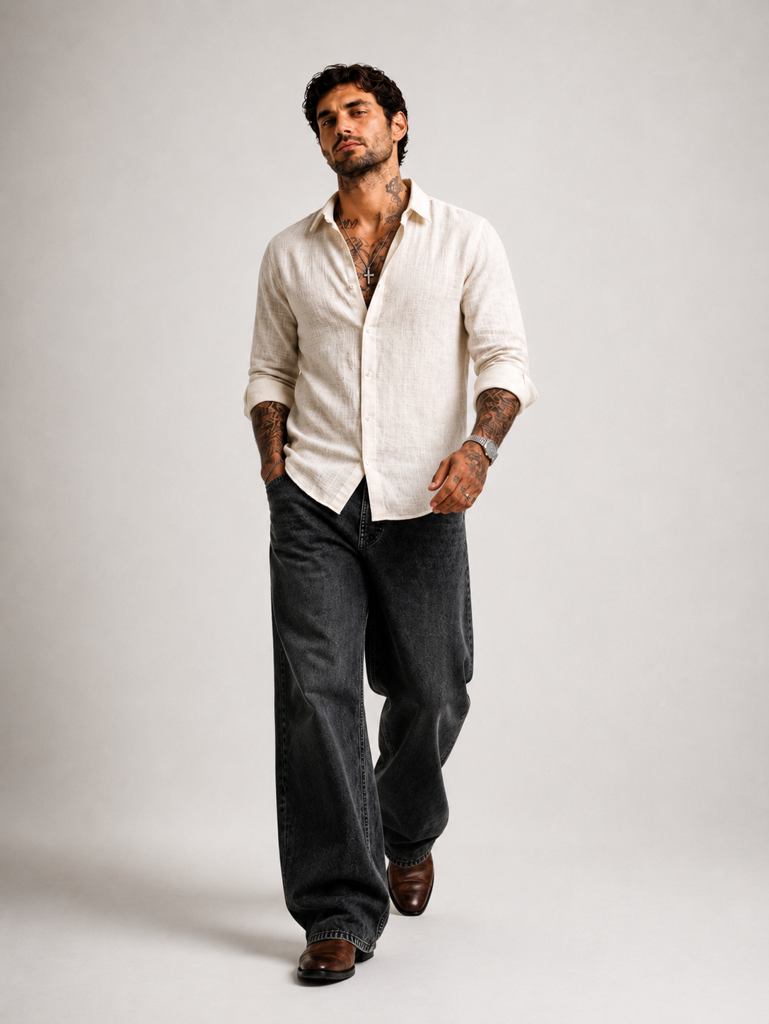 VAREK LUXE COTTON LINEN SHIRTS - OFF WHITE