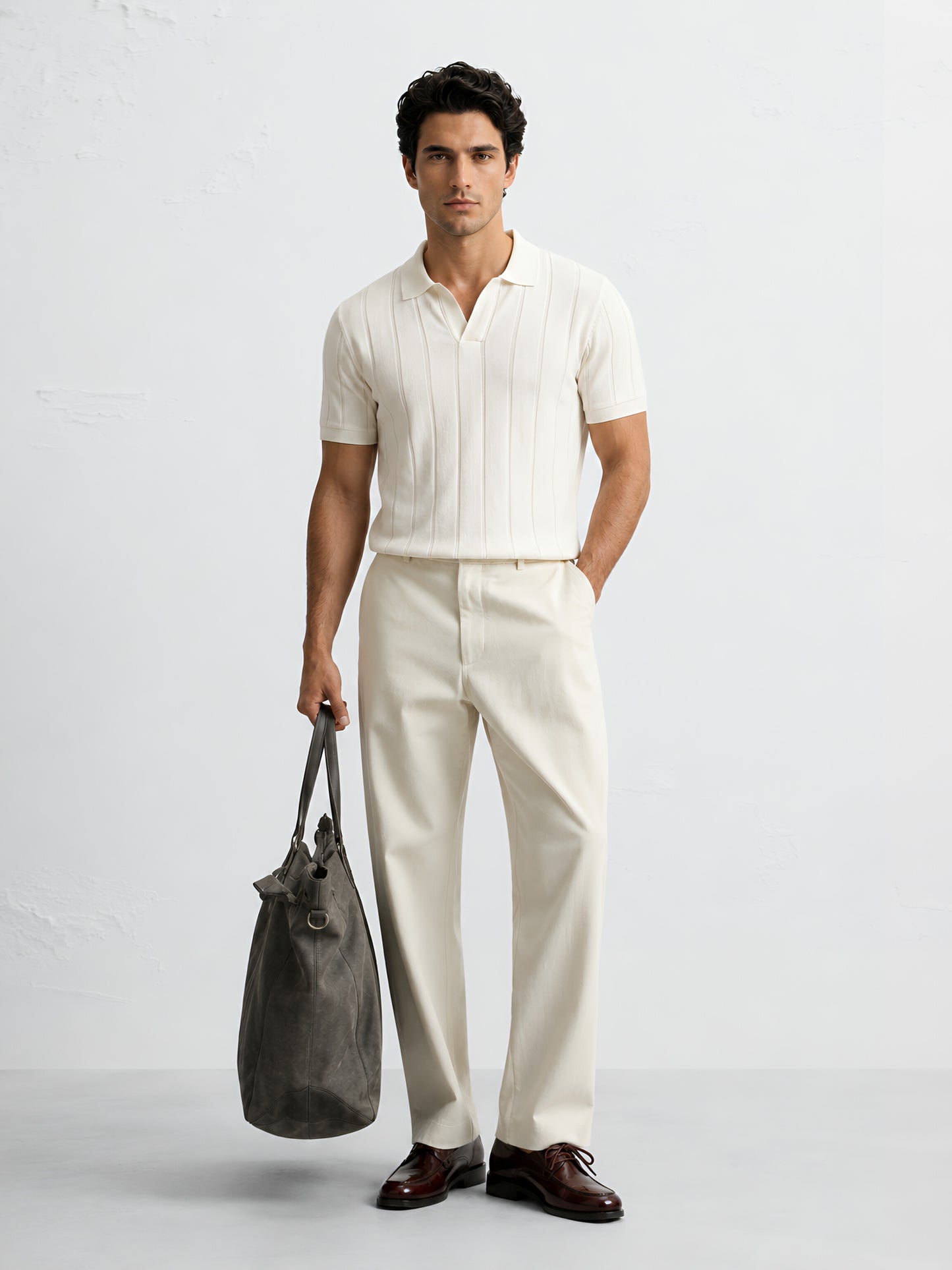 TEXTURED POLO – OFF WHITE