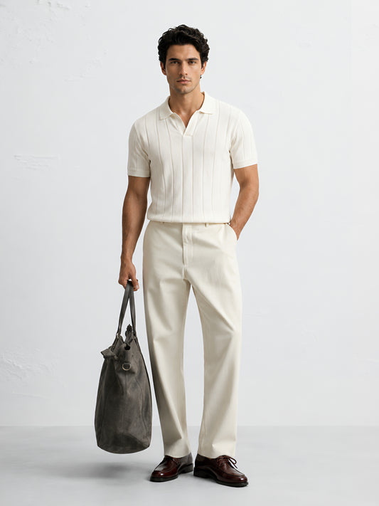 TEXTURED POLO – OFF WHITE