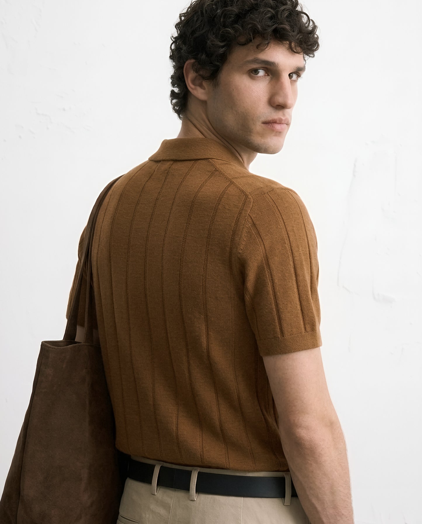 TEXTURED POLO – TOBACCO BROWN