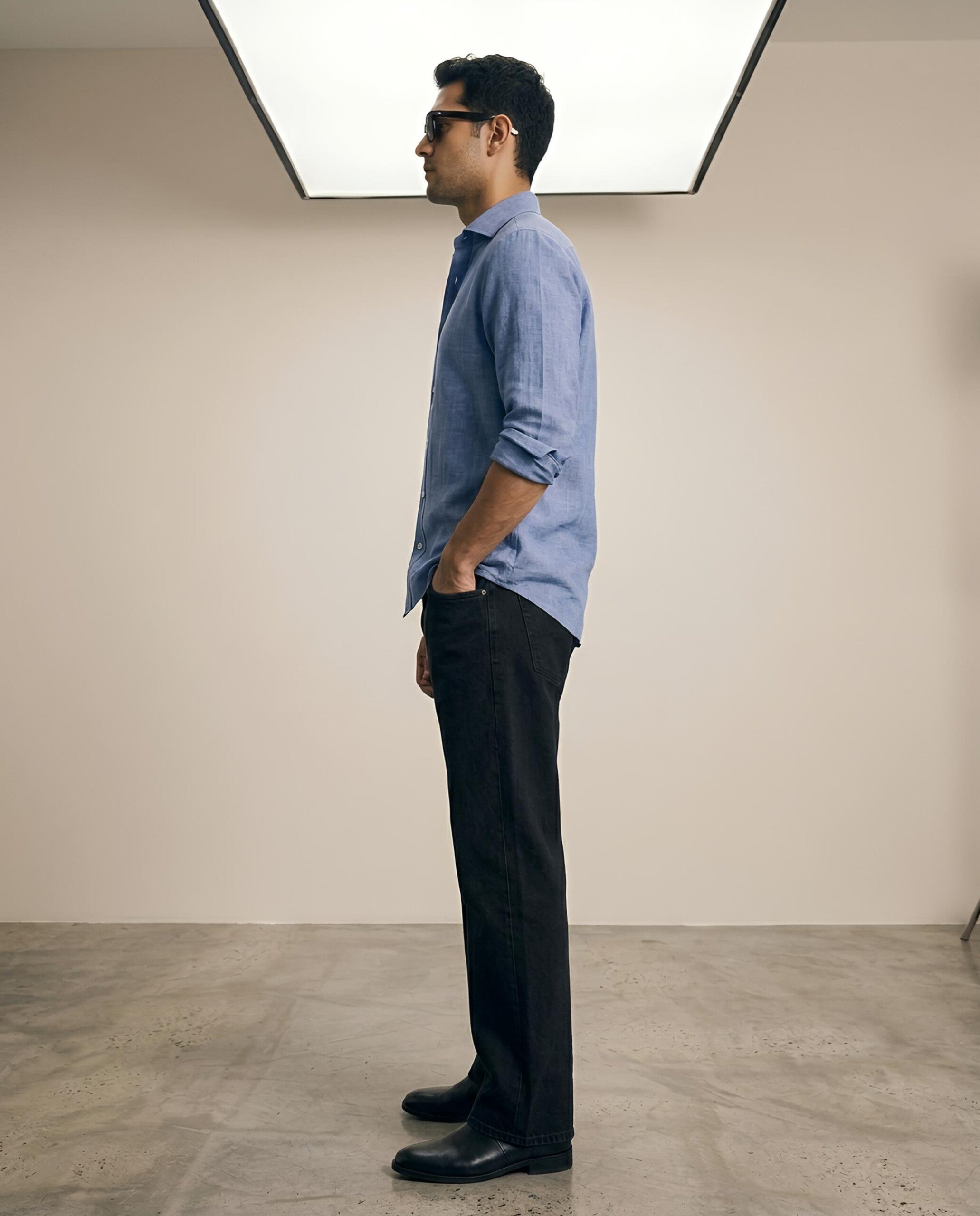VAREK LUXE COTTON LINEN SHIRTS - MIDNIGHT BLUE