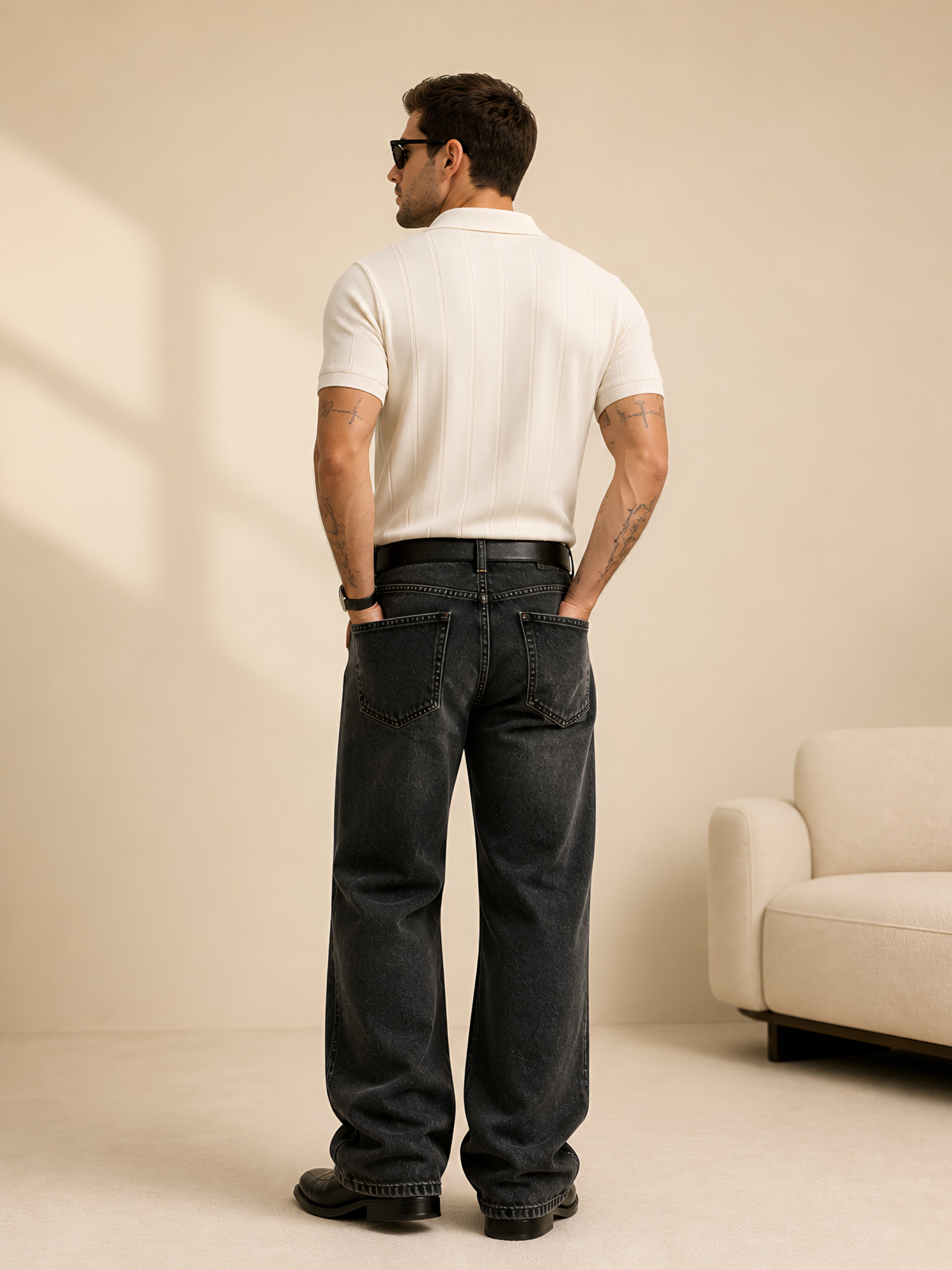 OLD MONEY TEXTURED POLO – OFF WHITE