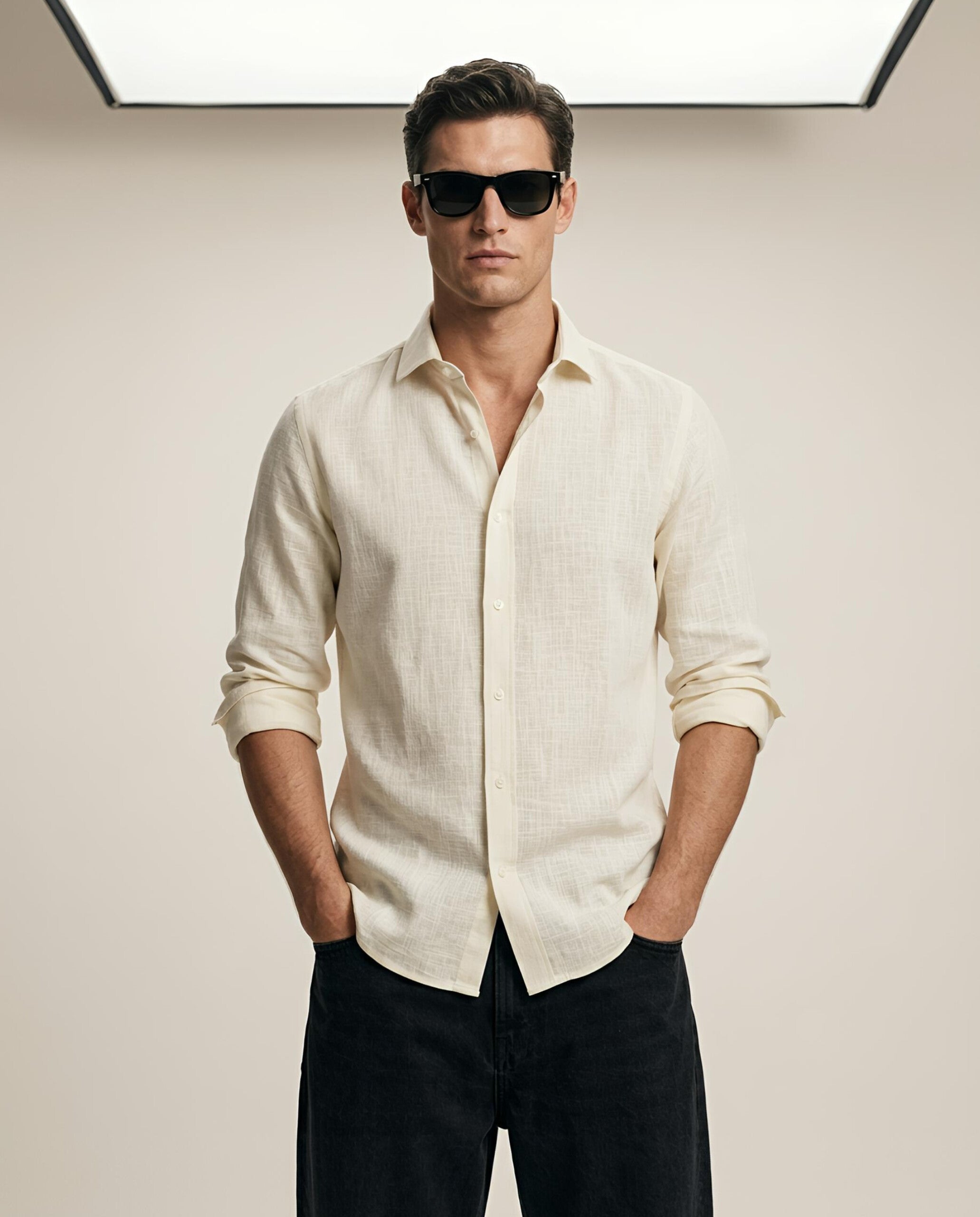 VAREK LUXE COTTON LINEN SHIRTS - OFF WHITE