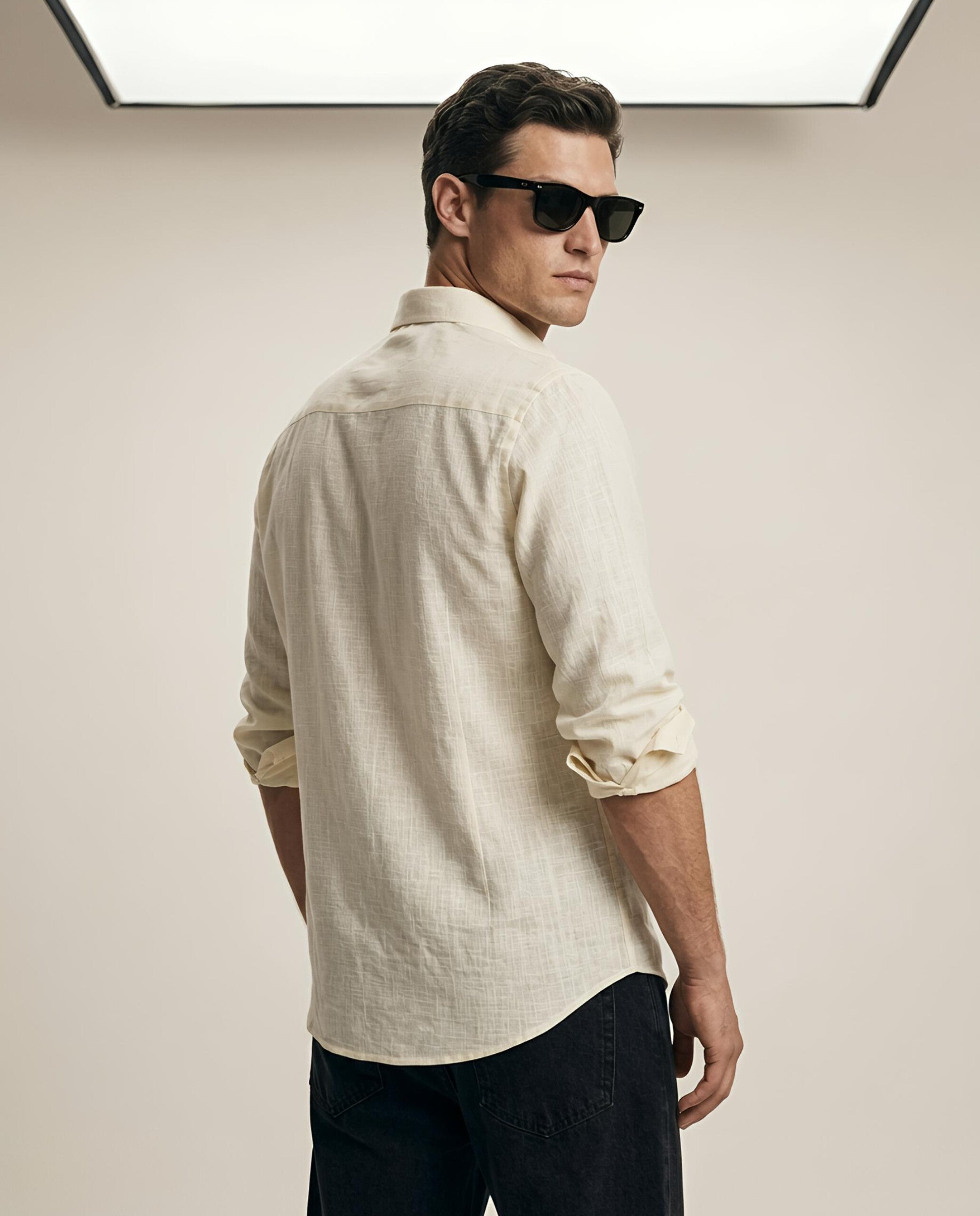 VAREK LUXE COTTON LINEN SHIRTS - OFF WHITE