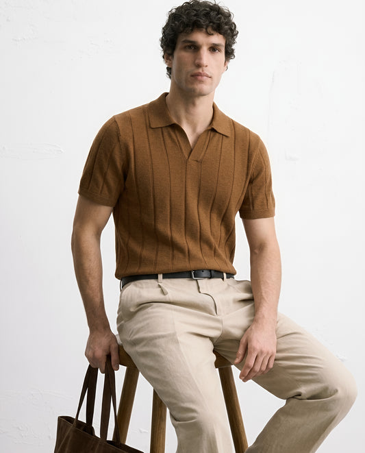 TEXTURED POLO – TOBACCO BROWN