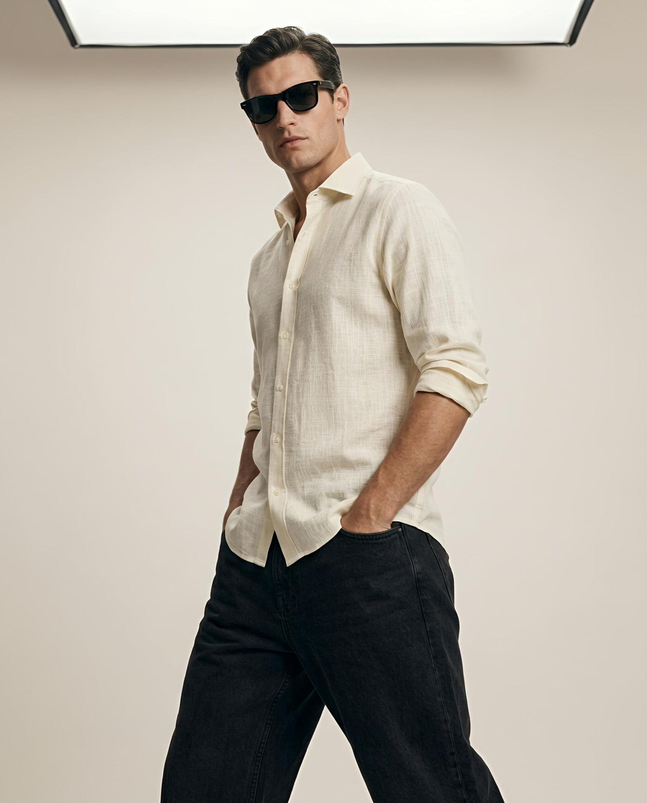 VAREK LUXE COTTON LINEN SHIRTS - OFF WHITE