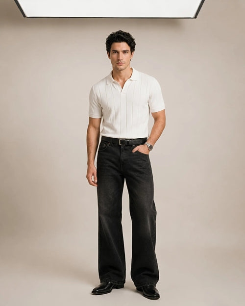 OLD MONEY TEXTURED POLO – OFF WHITE Varek